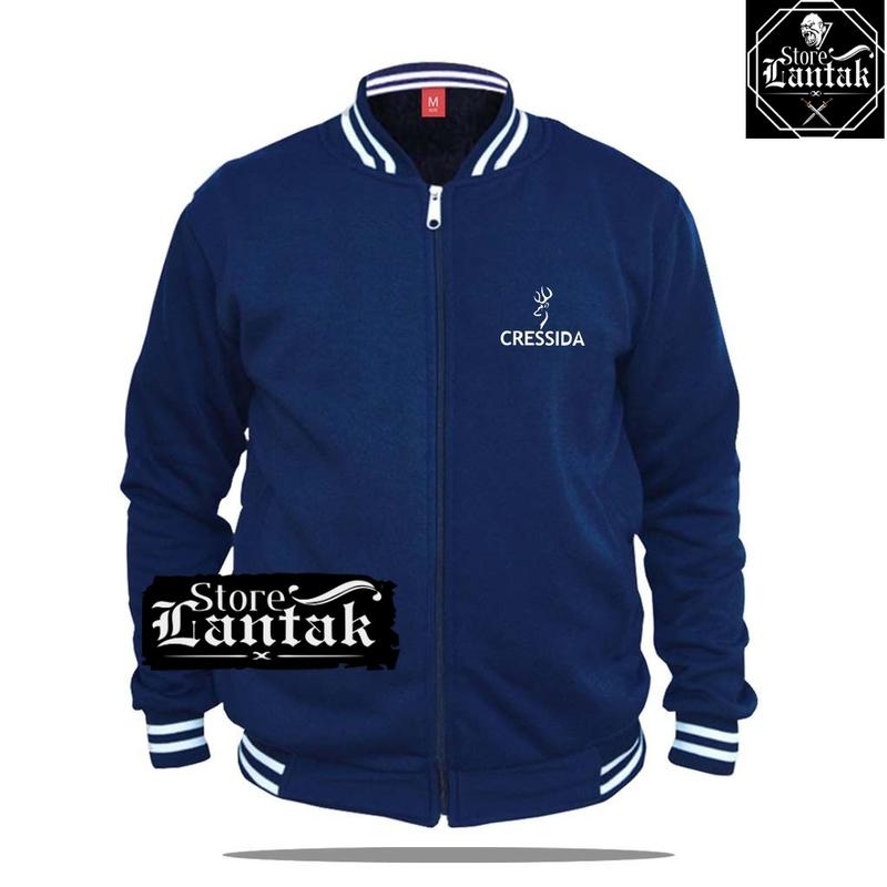 Varsity Resleting Cressida Keren  Text Putih Jaket Pria Wanita Keren Oversize Cewek Cowok Wanita Keren Oversize Cewek Cowok 7