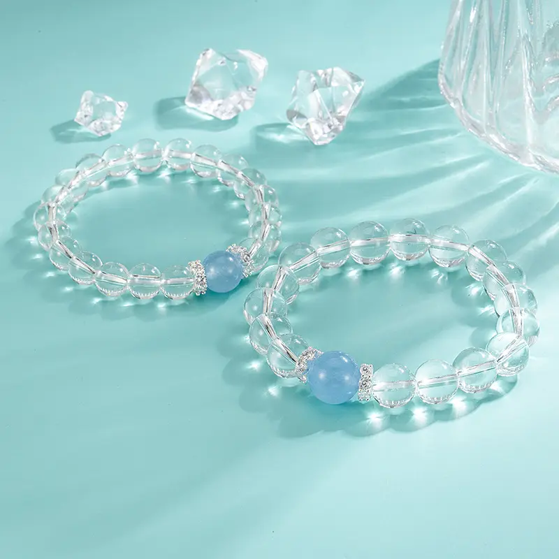 Luxury Drawing Bracelet Transparent Clear Cold Wind Minimalist Glaze Glass Fairy Bracelet Money Drawing and Luck Changing Bracelets
