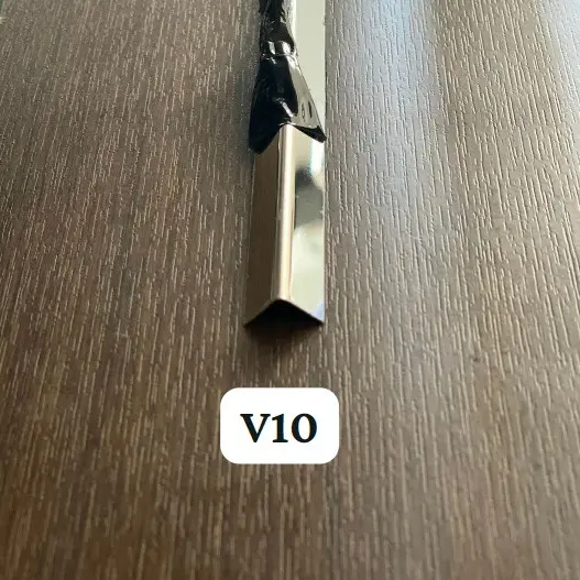 NẸP V INOX MÀU TRẮNG GƯƠNG , dày 0.4li, thanh dài 2m44, SU201 nẹp  tô