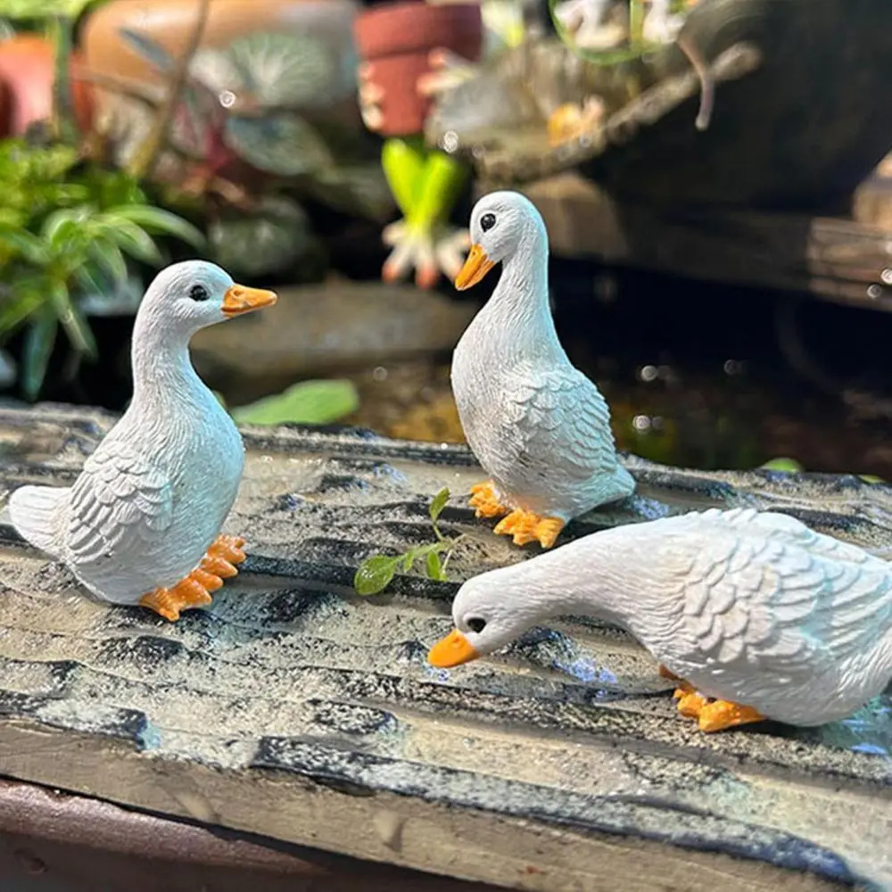 3Pcs Resin Animal Figurines Sculptures Cute Garden Statues Duck Statues Home Decor for Fountain Outside Room Indoors Courtyard