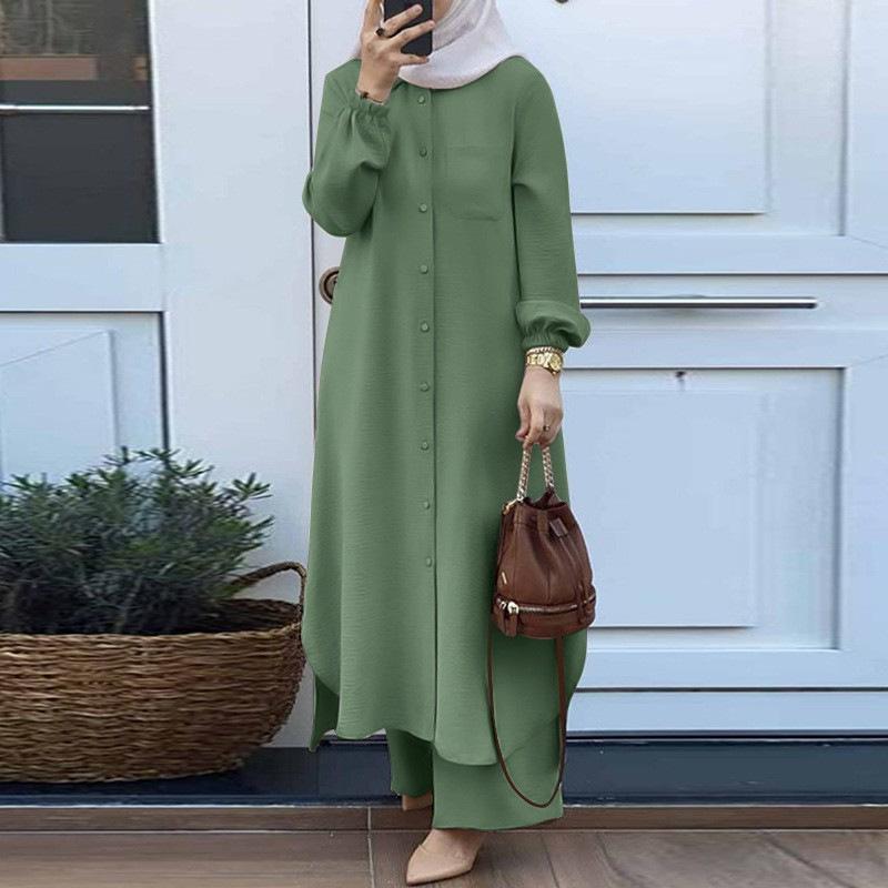 Bộ Đồ Hai Mảnh, Trang Phục Nữ Hồi Giáo, Bộ Sưu Tập Mùa Xuân Và Mùa Thu, Hàng Mới Về, Áo Sơ Mi Dài Tay, Bộ Quần Dài, Dành Cho Nữ 3