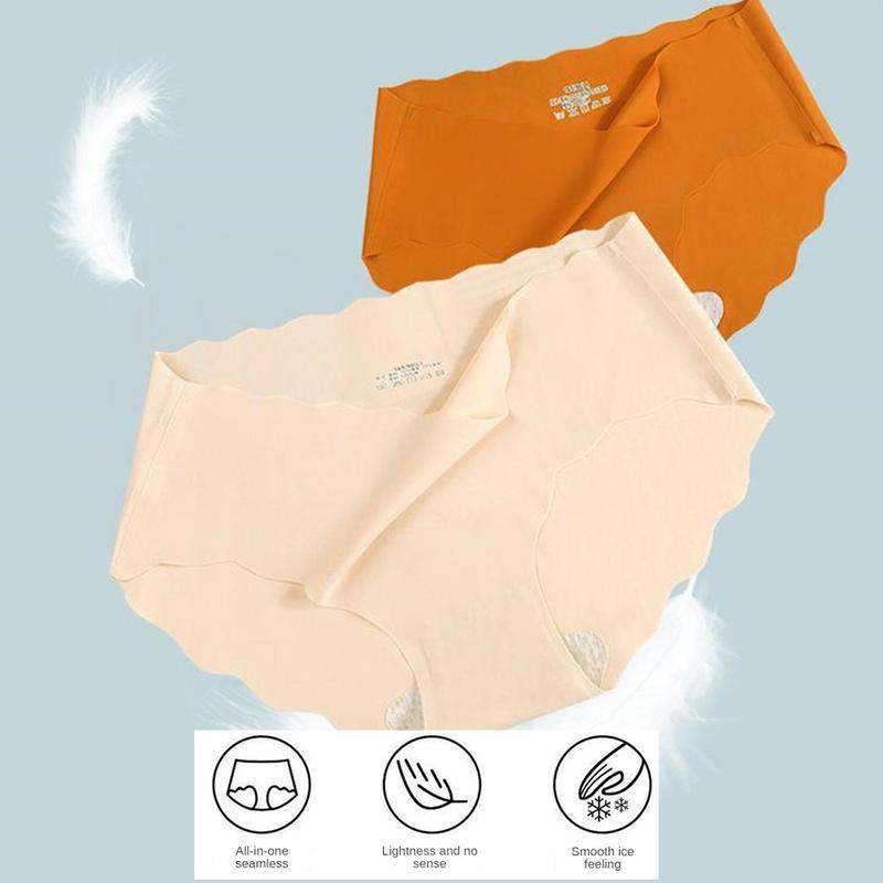 Quần Lót Trơn Thiết Kế Đơn Giản, Hàng Mới Về, Cạp Thường Không Đường May, Đồ Lót Nữ, Mỏng Và Thoải Mái, Được Làm Bằng Lụa Lạnh, Kiểu Quần Sịp 2