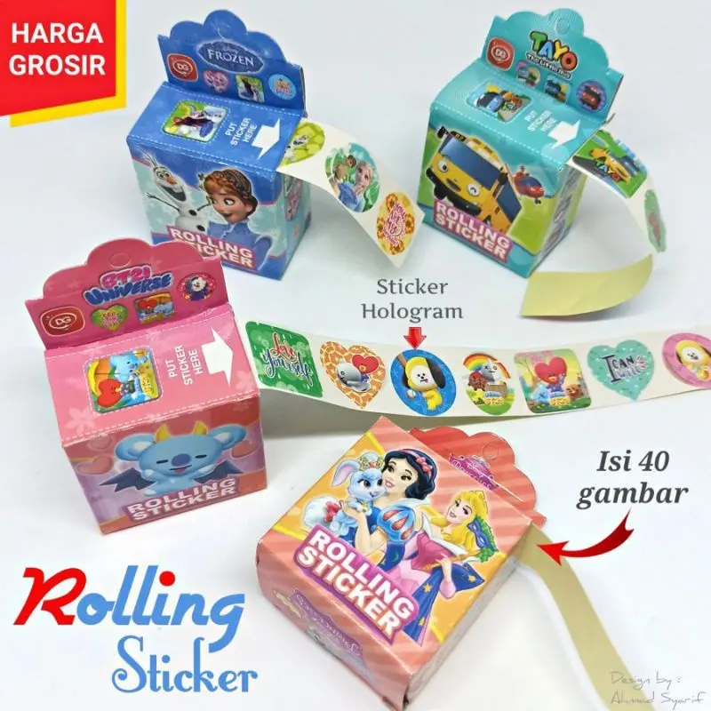 Stiker Roll anak karakter Lucu Murah / Rolling Sticker Murah 1