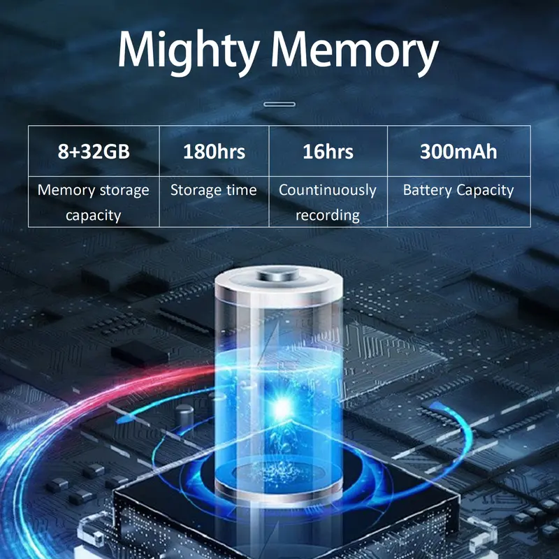 Máy ghi âm kỹ thuật số, T63, 8 + 32G, Phát lại bản ghi kích hoạt, Máy nghe nhạc MP3, có loa Mic, Ghi âm cao 1536KBPS, Sạc USB Kem Led 5