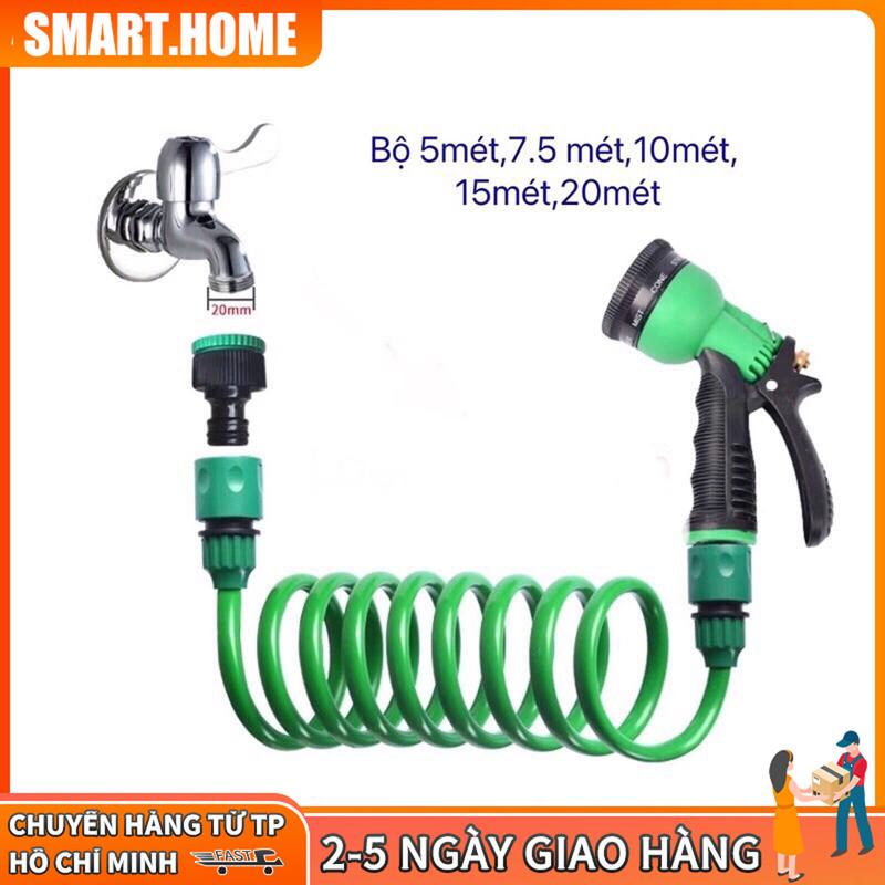 Vòi tưới cây đa năng Garden - Vòi xịt nước tưới cây 5 chế độ - Lò xo co giãn chịu áp - Xịt rửa xe đa năng