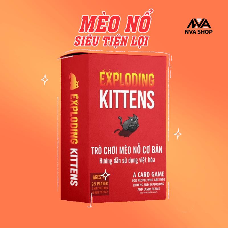  Bài Mèo Nổ Việt Hoá 56 lá giày Trò Chơi Boardgame Exploding kittens có hướng dẫn Tiếng Việt - NVA Shop Cards 