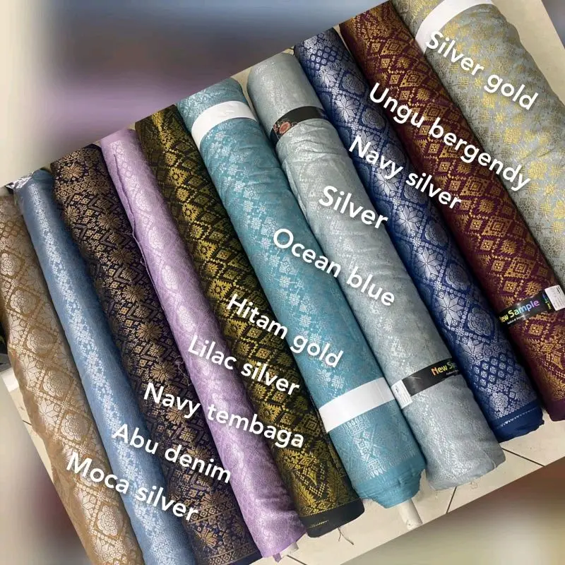 KAIN SONGKET PALEMBANG HARGA 1.5 METER - Kain Songket Semi Mesin Meteran Premium / Bahan Kain Rok Kebaya Kain Songket Asli Palembang/ Bahan Kain Songket Lemas 5