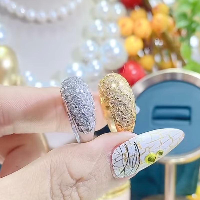  Nhẫn mo đính kim tấm đã xikim và xi18 4 lớp  lớp phủ kim loại sáng bóng bền 