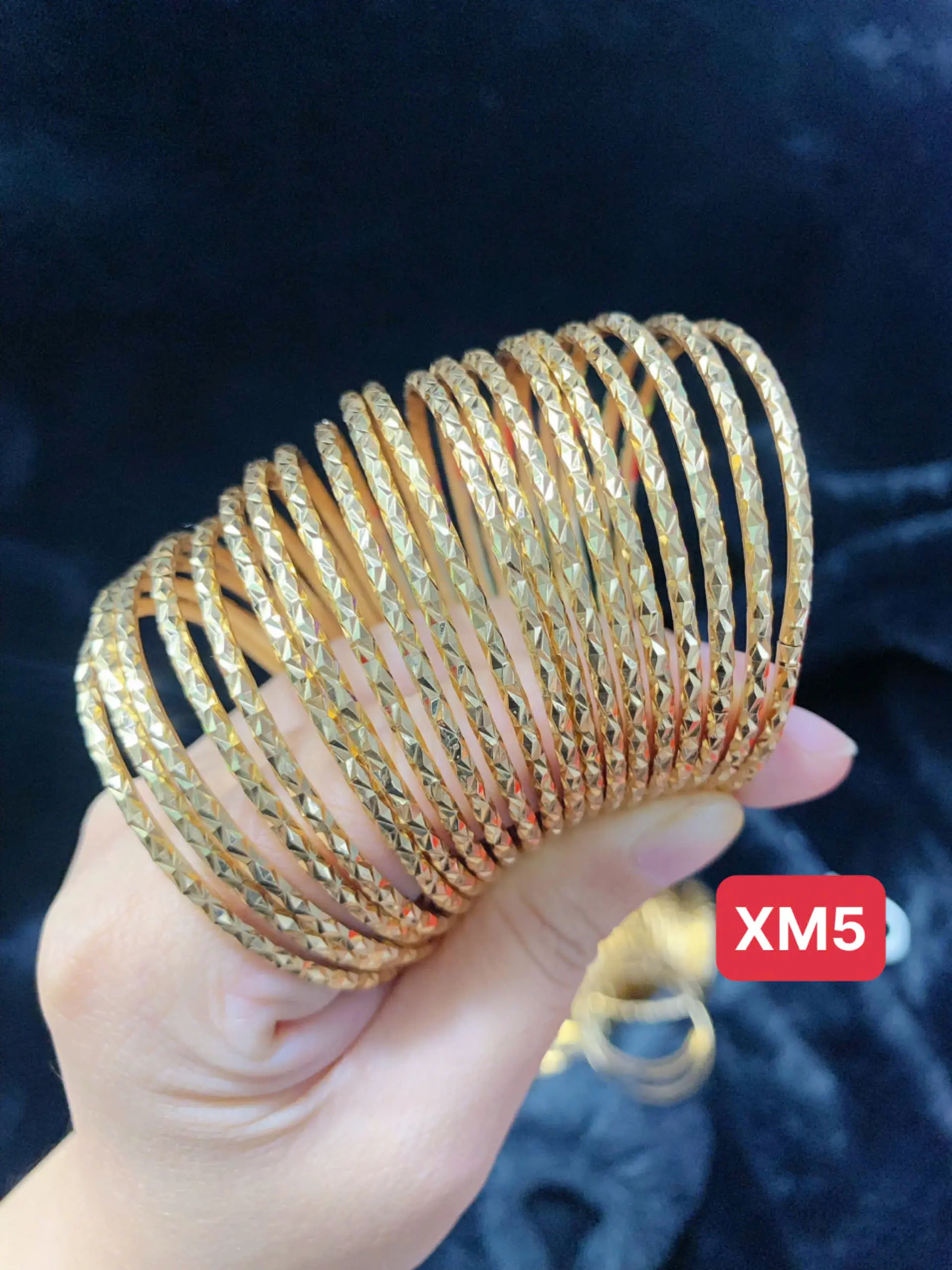 Vòng tay Ximen XM5 vàng hội có khía cảnh kim cương không phai trắng l Phụ Kiện thời trang