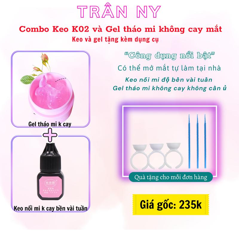  Combo Keo nối mi không cay và Gel tháo mi không cay mắt tự nối mi tại nhà Thương Hiệu Miss Betty   Kèm dụng cụ   