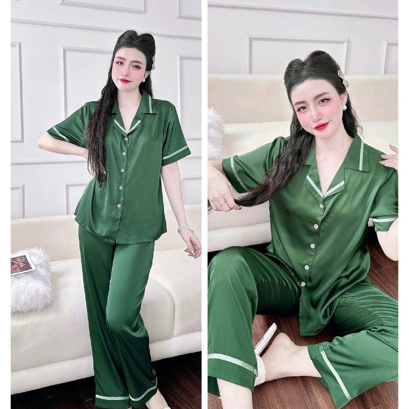Pizama TN 40_75kg phối viền mặc Đẹp Lụa mịn Latin mát lanh Nữ 2