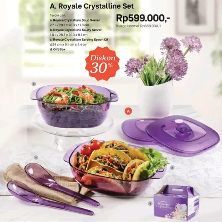 Royale crystalline set tupperware / wadah saji tupperware set / wadah saji kristal
