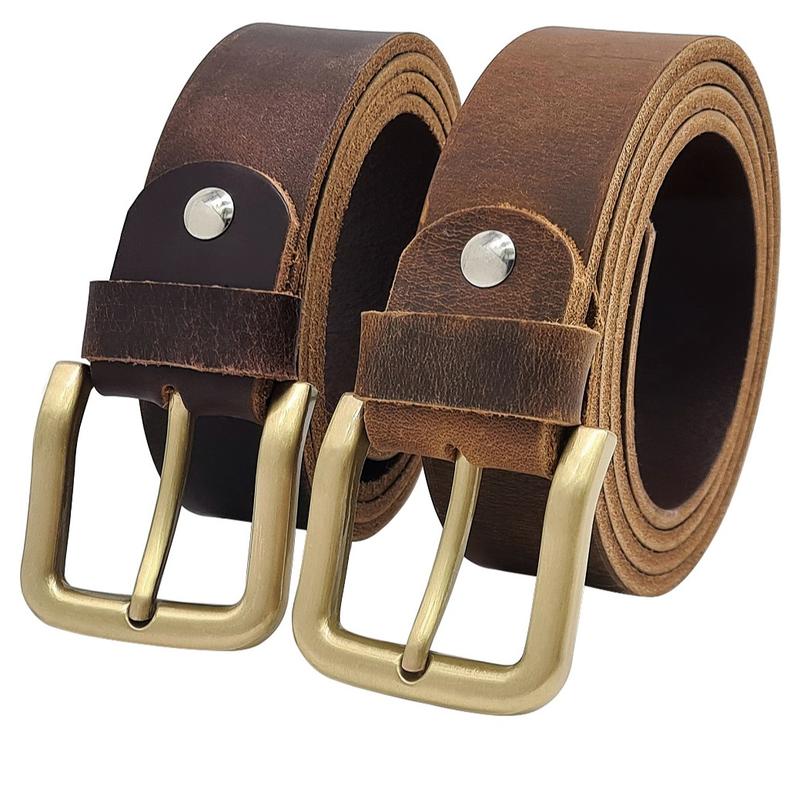   Dài 130cm  Dây lưng da bò thật DHM-122 | Dây nịt da bò sáp đầu khoá kim mạ đồng thời trang | Bảo hành 12 tháng 