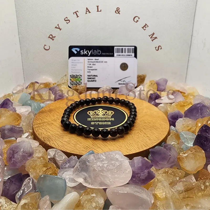 Gelang Batu Crystal Smoky Quartz Full Natural 0