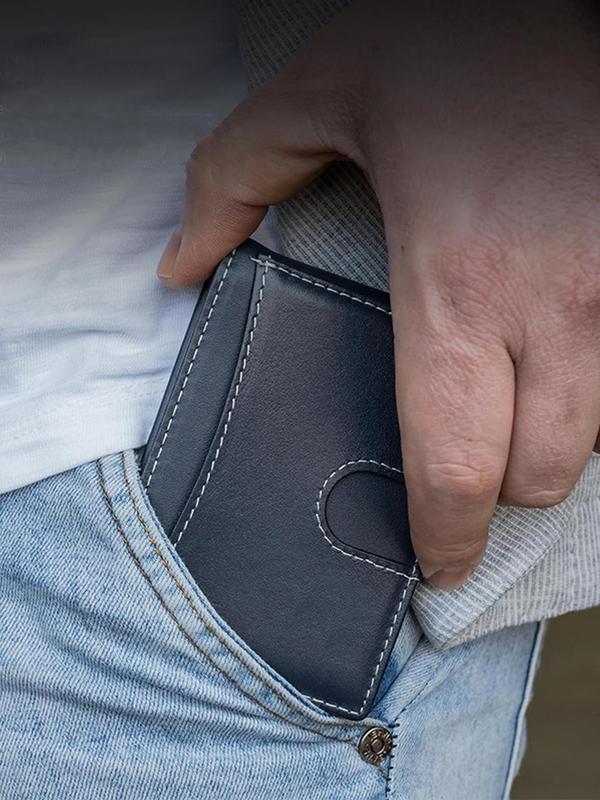 Men's Minimalist RFID Blocking Card Holder, Casual Plain Color Card Holder, Simple Style Card Holder for Daily Use 4
