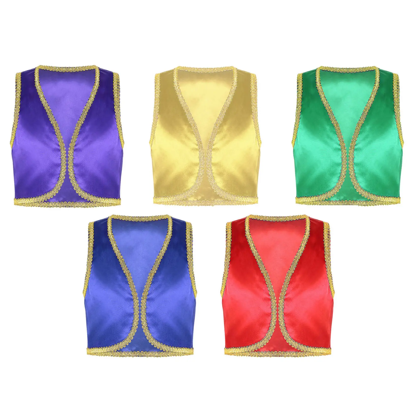 Váy Áo Ghi Lê Hóa Trang, Choomomo, Cho Bé Trai Trẻ Em, Trang Phục Hóa Trang, Mở Phía Trước, Bện Vàng, Áo Vest Biểu Diễn