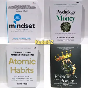 PAKET isi 4 Buku The Psychology Of Money + Mindset + The Principles Of Power + Atomic Habits