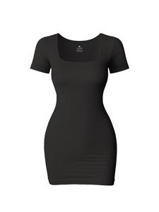 Women's Solid Square Neck Sports Dress, Casual Sporty Short Sleeve Bodycon Dress for Outdoor Workout Running, Ladies Sportswear for All Seasons