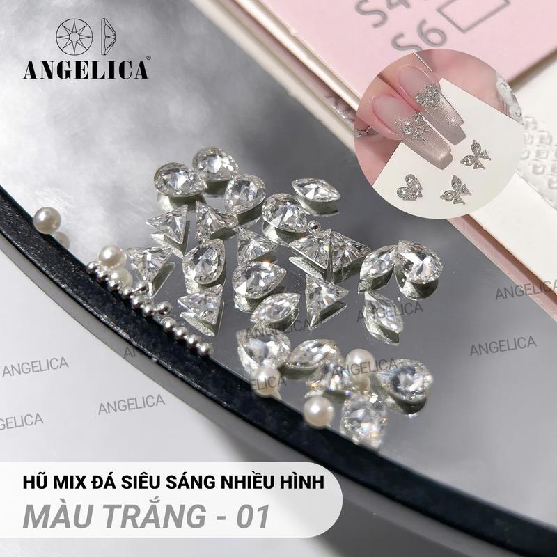 Set Đá Đính Tim Hottrend ( Đá Chân Bằng Giọt Nước Size Mini Siêu Sáng và Đá supermini Chân bằng)  - Đá Nail Nails Sơn Gel Women Nữ xinh