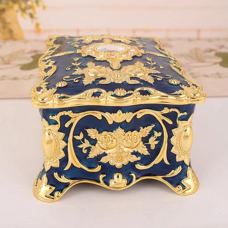 Product Introduction of European retro jewelry box metal enamel color creative ring necklace earrings storage box knot marriage gift 4