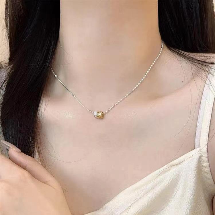 Product Introduction of Vòng cổ nhẫn đôi vàng Zircon đính cườmMàu bạc dành cho phụ nữ, thiết kế ngách sang trọng giá cả phải chăng, phụ kiện đơn giản và tinh tế 0