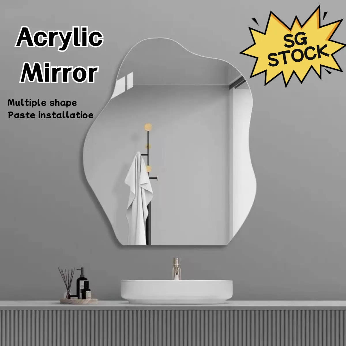 Cloud Acrylic Dressing Mirror - Irregular Wall-Mounted Soft Mirror for Home Dressing Table, No-Drill Fitting Solution mirror true  mirror iconic  selfie wall mirror  sticker  wall glassless  mirror