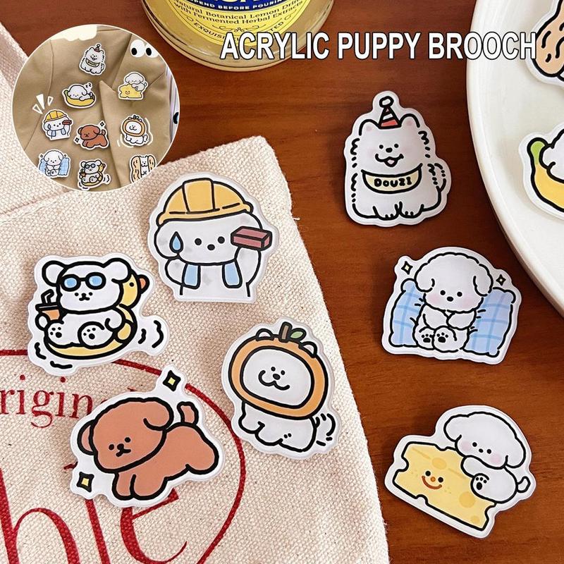 Ins Style Cute Cartoon Acrylic Puppy Brooch Badge Wholesale Clothes Accessories V4L6 W9F5 2