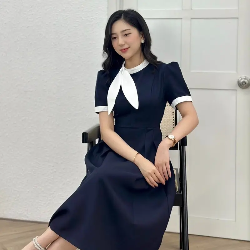 Váy Nữ Công Sở Thanh Lịch Thiết Kế Phối Cổ Nơ Có Bigsize Vp20 Women Dress 4
