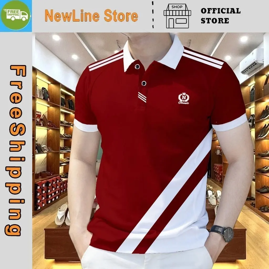 Áo Polo Nam, Sọc, Sang Trọng Trẻ Trung, Cao Cấp Menswear Có Cổ Tre Ngắn Tay