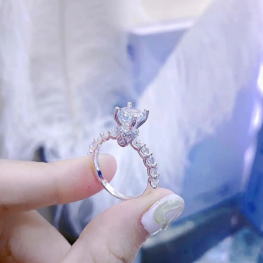 T88 nhẫn nữ đá cao sườn đá chấm ngang Women
