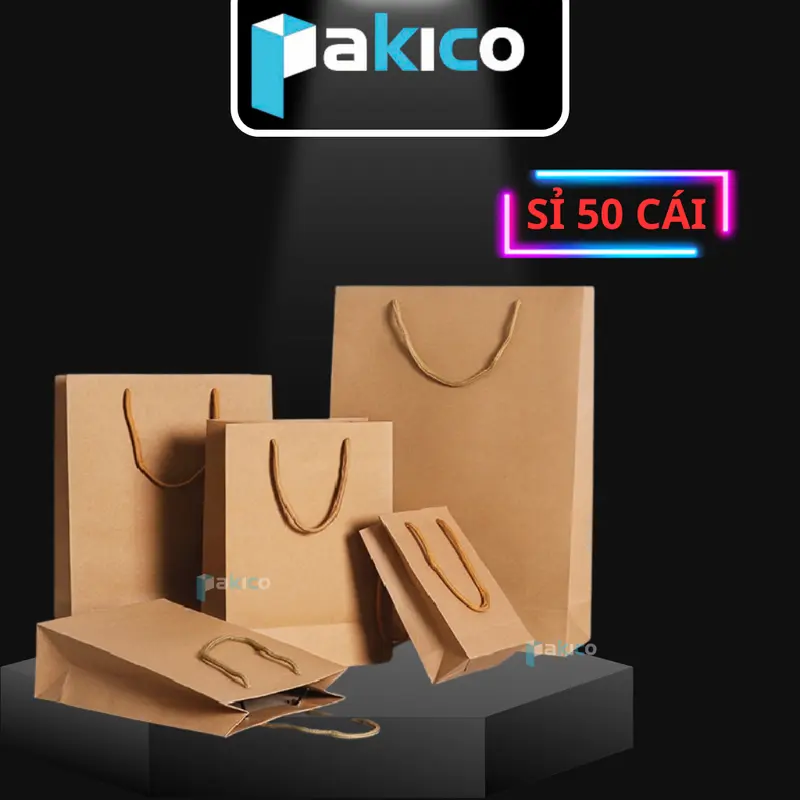 Túi Giấy Đựng Quà Tặng Mini/ Size To - Túi Giấy Kraft Đựng Quần Áo/Thực Phẩm  - Túi Giấy Xi Măng PAKICO 1