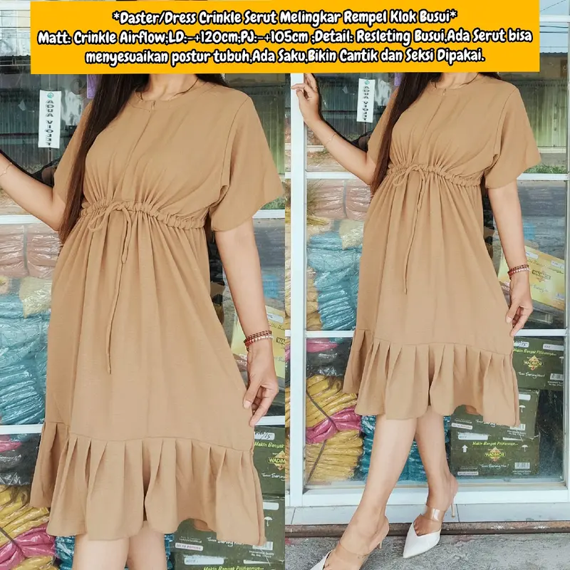 Daster Dress Crinkle Serut melingkar Rempel Klok Busui 6