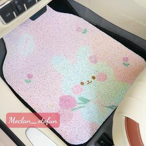 (TLS01) Thảm Lót Sàn Ô Tô Thỏ Hồng Ôm Hoa Tulip - Thảm Rối Lót Sàn Loại Dày Đế Nhựa Dẻo Có Gai Chống Trơn Trượt Cao Su Phụ Tùng