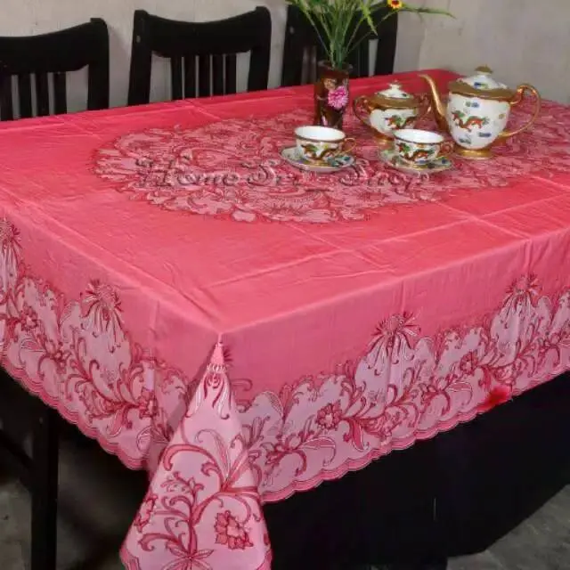 taplak meja makan vinyl  lace jumbo persegi 8 kursi anti air 230x150cm Biru Ungu HIJAU ABU ABU ORENS MARUN Dekorasi Kain