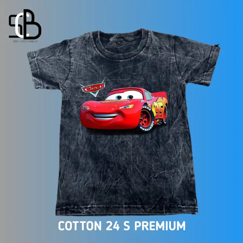 Kaos Anak Cars Mc Queen Katun washed Premium Fashion 2