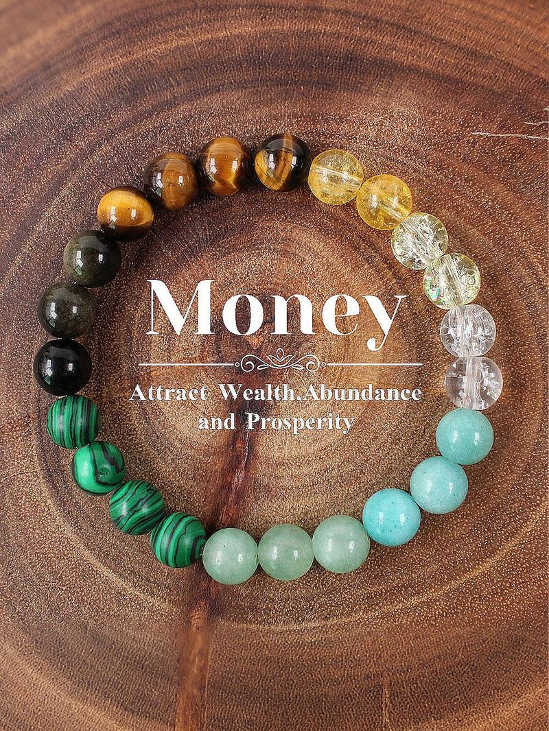 Product Introduction of Natural Crystal Stone Bracelet, Colorblock Beaded Bracelet for Women & Men, Fashion Jewelry for Party, Daily Clothing Decor, Trendy All-match & Exquisite Jewelry for Birthday Gift, Seven Colored Bracelet 0