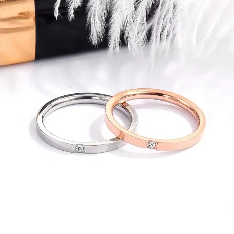 Ht Dia Heart One Item Stainless Fashion Jewelry Wholesale Titanium Steel Non-Fading Girls Accessories Ring