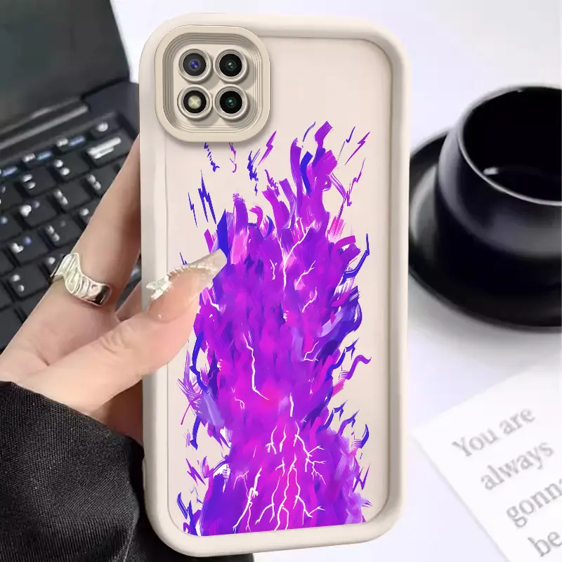 Dua bahan hitam dan putih,Casing ponsel silikon cair MATASURGA,api ungu case untuk Redmi 9c/10/10C/12/12C/13/13C/9/9A/A1/A3/K60ULTRA,terasa nyaman dan antibenturan Penutup 0