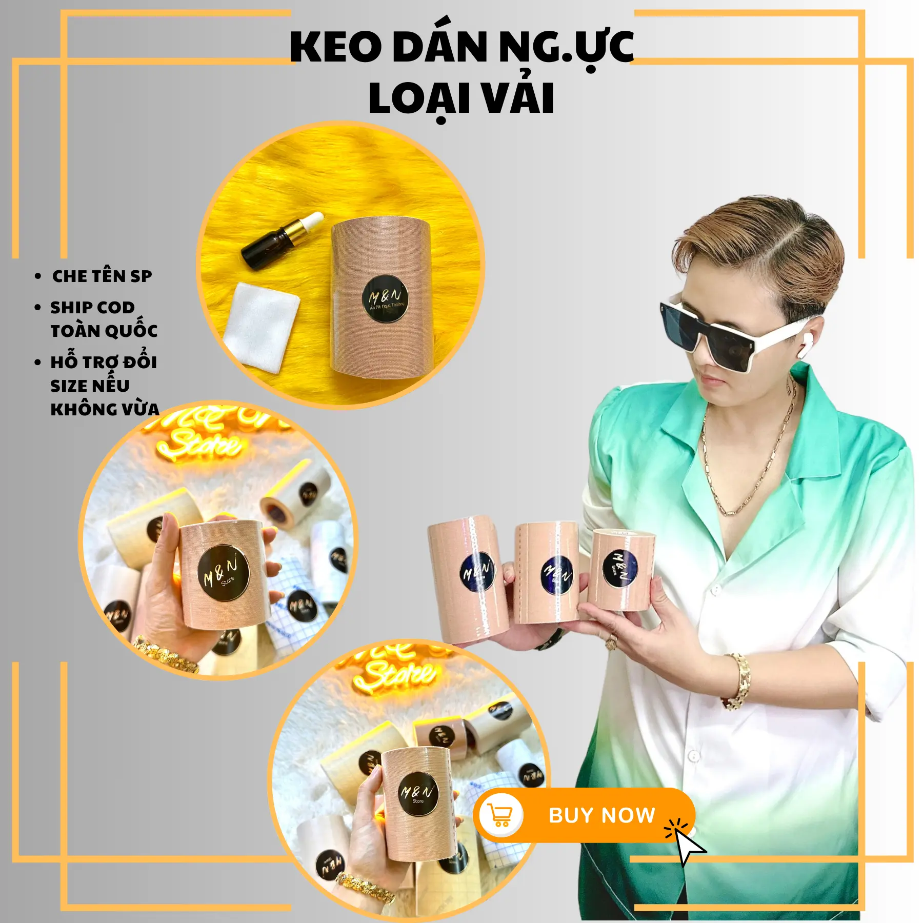 Keo Dán Loại Vải Dành Cho Tomboy, Sb - Keo Dán Ngực - voi Màu Da ( Kem)