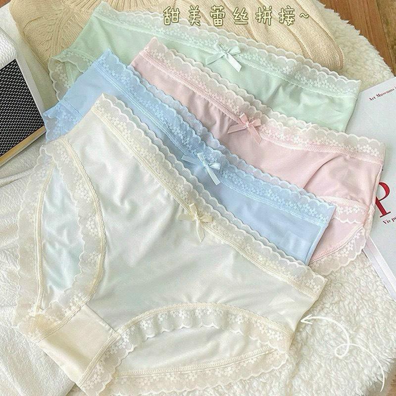 M2219_Combo 5 Quần su non lụa băng phối ren hoa có nơ _ Tân Uyên Shop Women Quần Lót