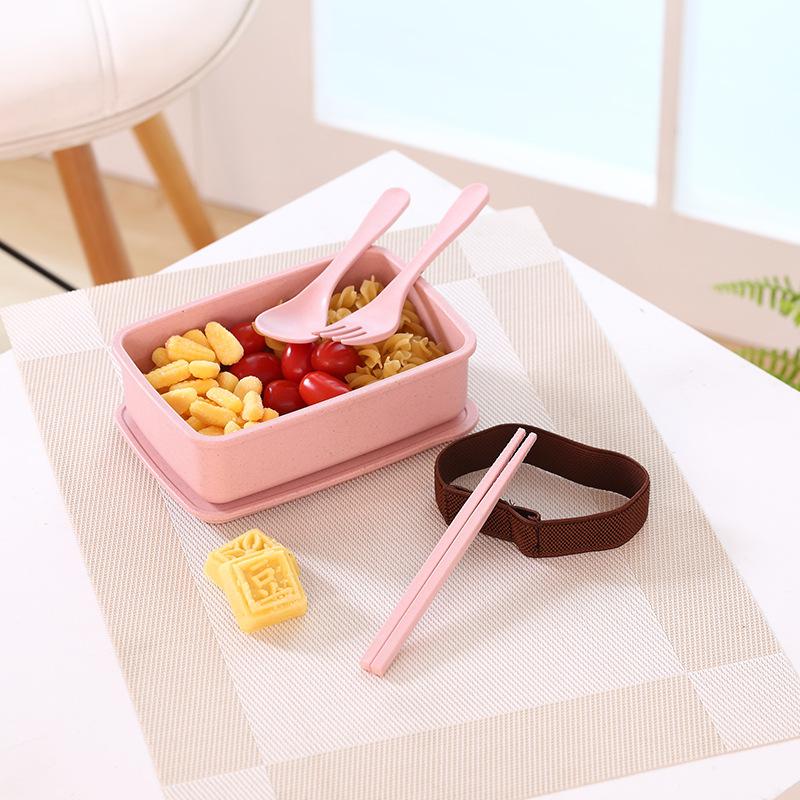 Microwaveable Lunch Box Bamboo Fiber High-End Sealed Square Plastic Wheat Straw Lunch Box with Compartments No Odor Mixing 3