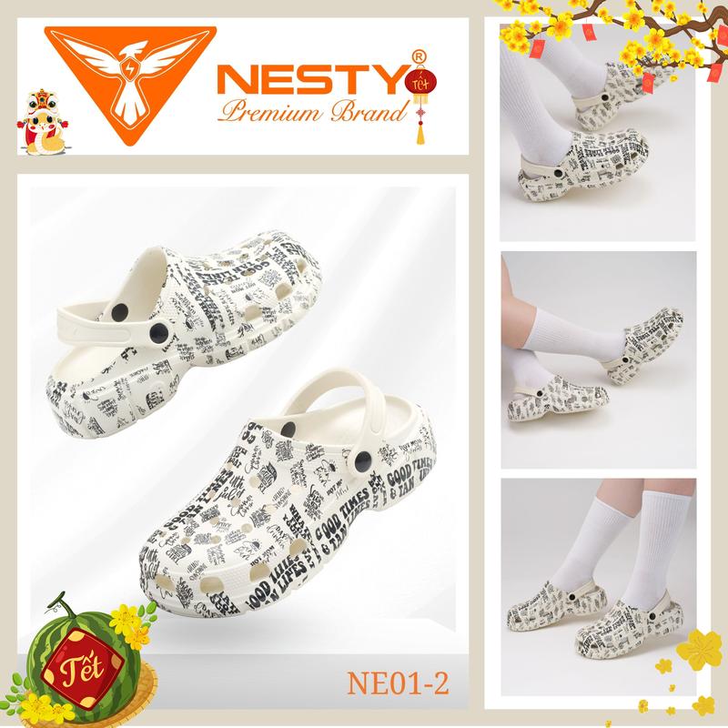 Dép Sục Nam Nữ NESTY Họa Tiết Chữ Thời Trang Cá Tính Chất Liệu Đế Eva Sục Nhựa Nhẹ Mềm Mại NE01-2 Đế Bằng Hoa Sandal Shoes DéP