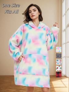 Couple's Plaid & Leopard Print Pocket Hooded Flannel Sleepwear, Casual Long Sleeve Drop Shoulder Loungewear for Fall & Winter, Valentine's Day Gift, Couple's Sleepwear for Daily Wear