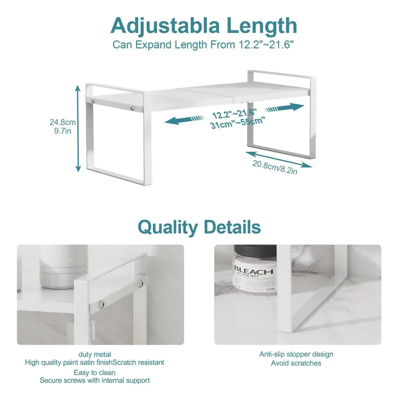 Kitchen Cabinet Shelf, 1 Count Expandable Organizer Riser Rack for Kitchen Pantry Cupboard, Under Sink Countertop Home Organization 1