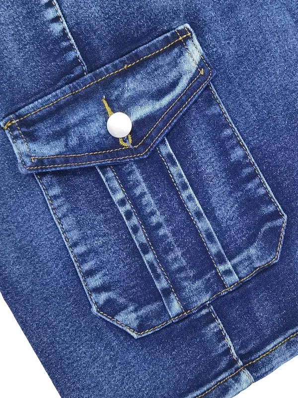 【Plus Size】  Pocket Button Fly Denim Shorts, Casual Street Comfy Skinny Shorts for Daily Wear, Women's Bottoms for Summer 7