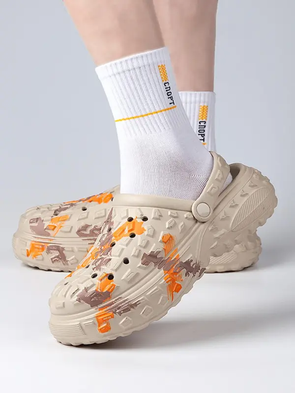 Unisex Fashionable Graffiti Pattern Slides, Casual Comfortable Breathable Slides, Non-slip Slides for Indoor & Outdoor Wear, Boy 8