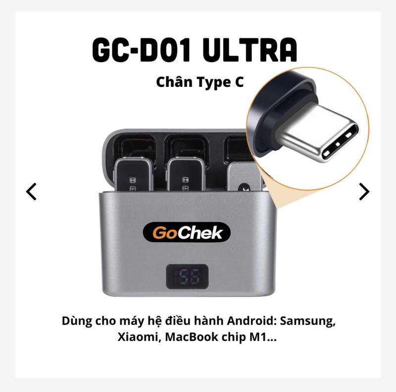 Mic thu âm GOCHEK Ultra không dây, chân TypeC, dùng Live stream, Ghi hình, Quay Video sáng tạo nội dung...