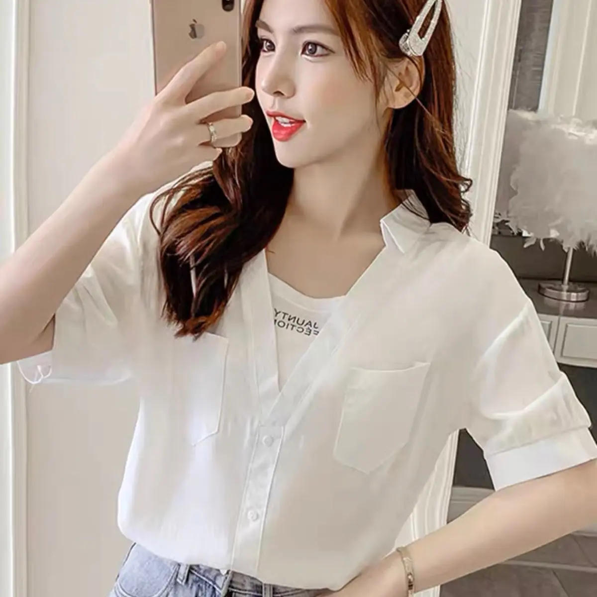 Áo sơ mi kiểu  nữ tính xinh