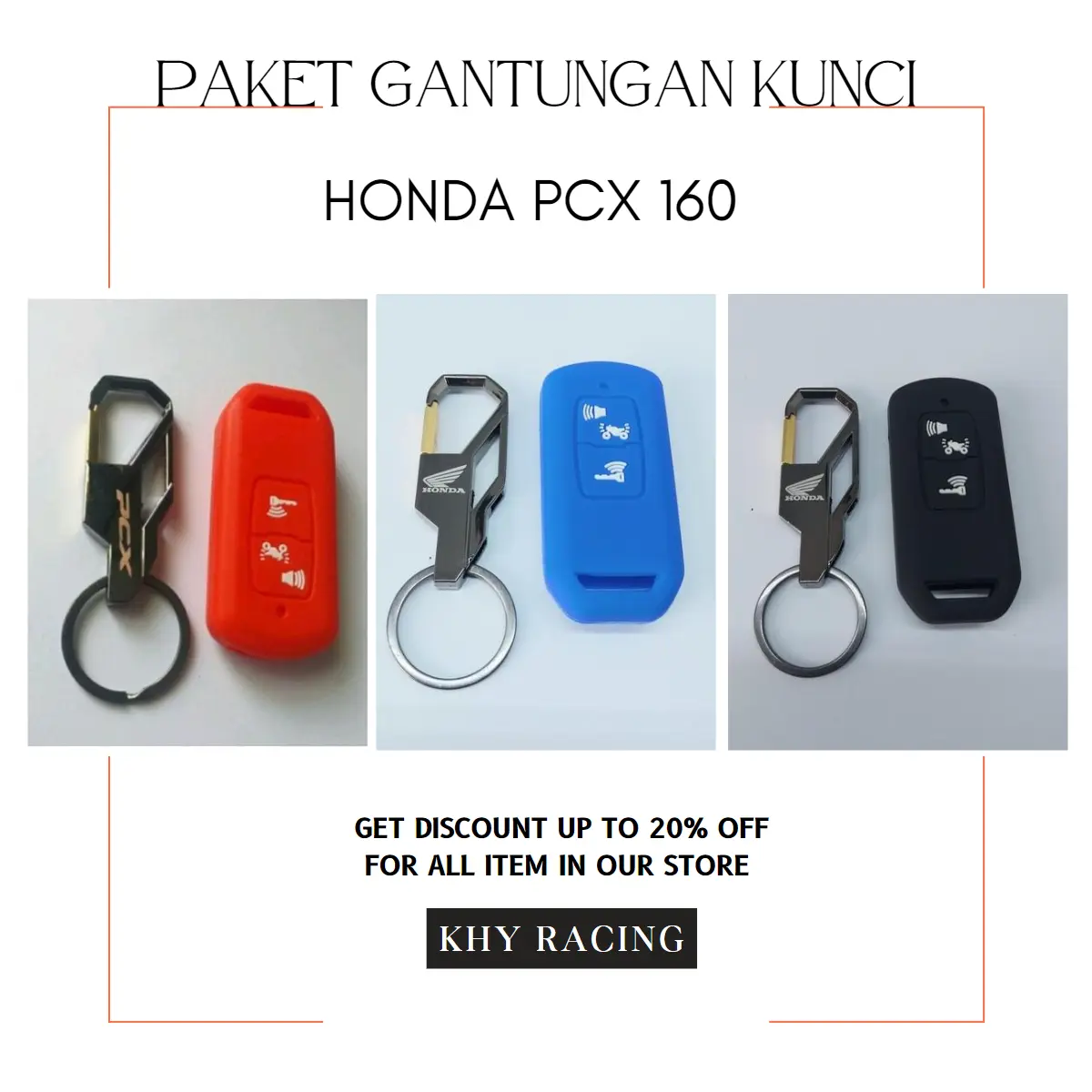 Aksesoris Honda PCX 160 Paket Gantungan Kunci dan Cover Remot Silicon Keyless Pelapisan Logam