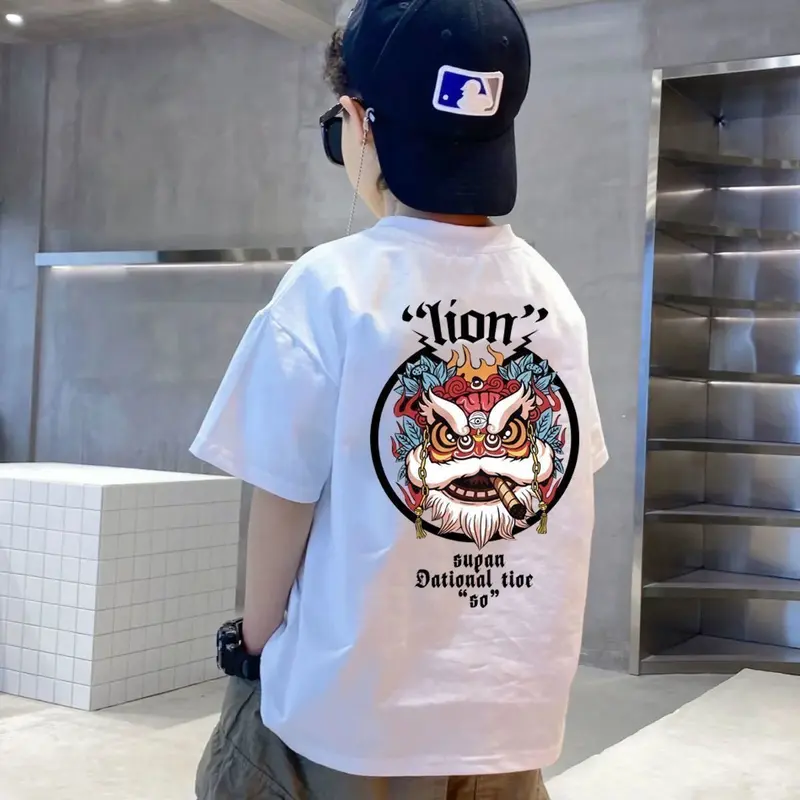 Áo Thun Phong Cách Hợp Xu hướng Quốc Gia, Áo Sơ Mi Nam Đẹp Trai Ngầu, Áo Sơ Mi Bé Trai Và Bé Gái, Tay Lửng Trẻ Em Trung Và Lớn, ngắn Tay, Hàng Mới Về Năm 2024 3